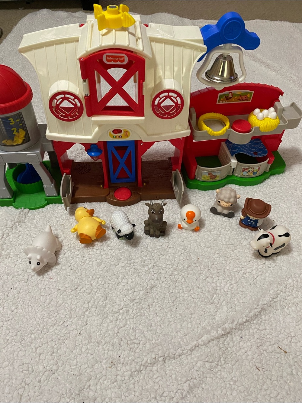 Fisher-Price White, Red & Blue Farm Playset with Animal Figures